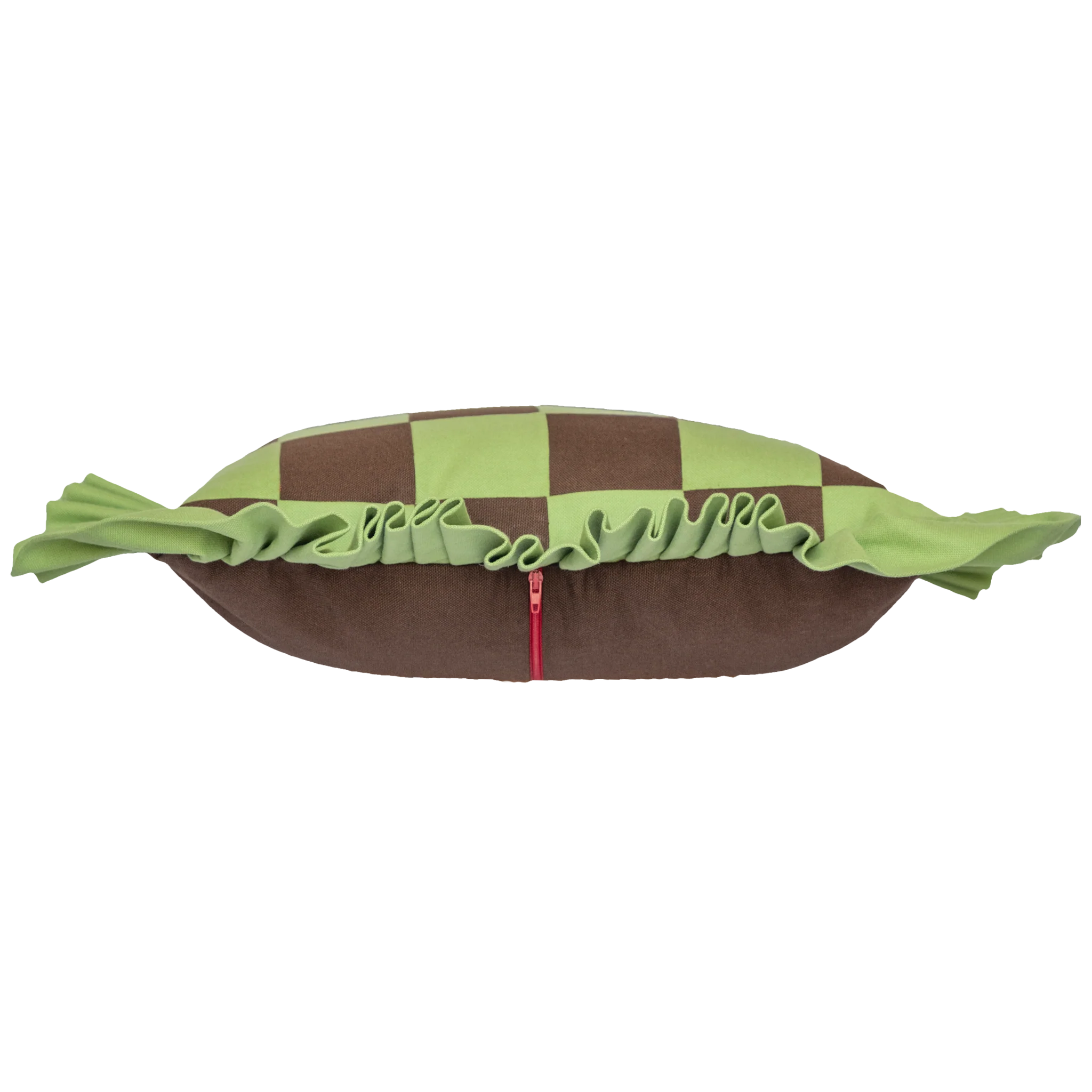 Patchwork with Ruffle: Dark Brown & Light Green - Image 6