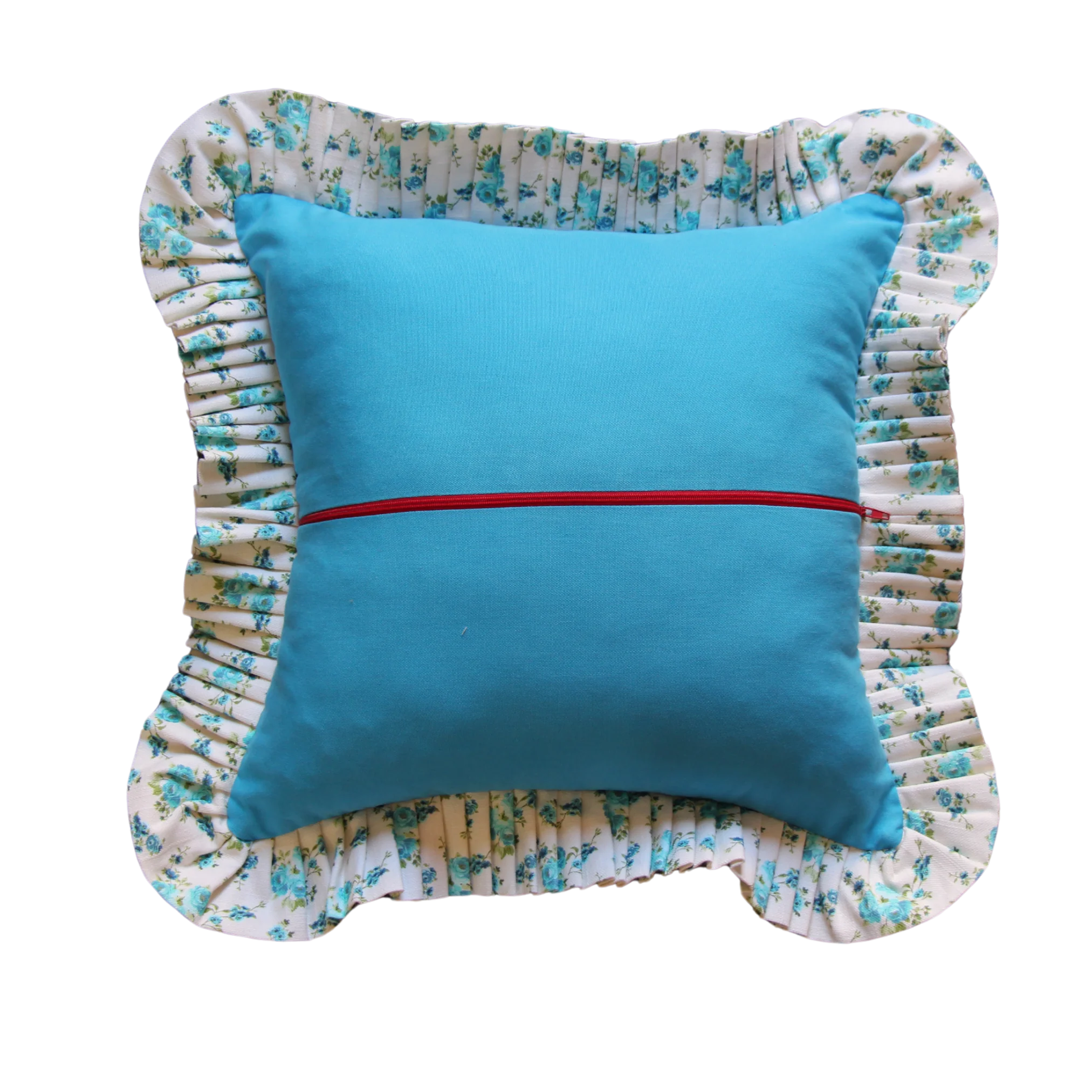 Dodger Blue with Flowers Pattern Ruffle - Image 2