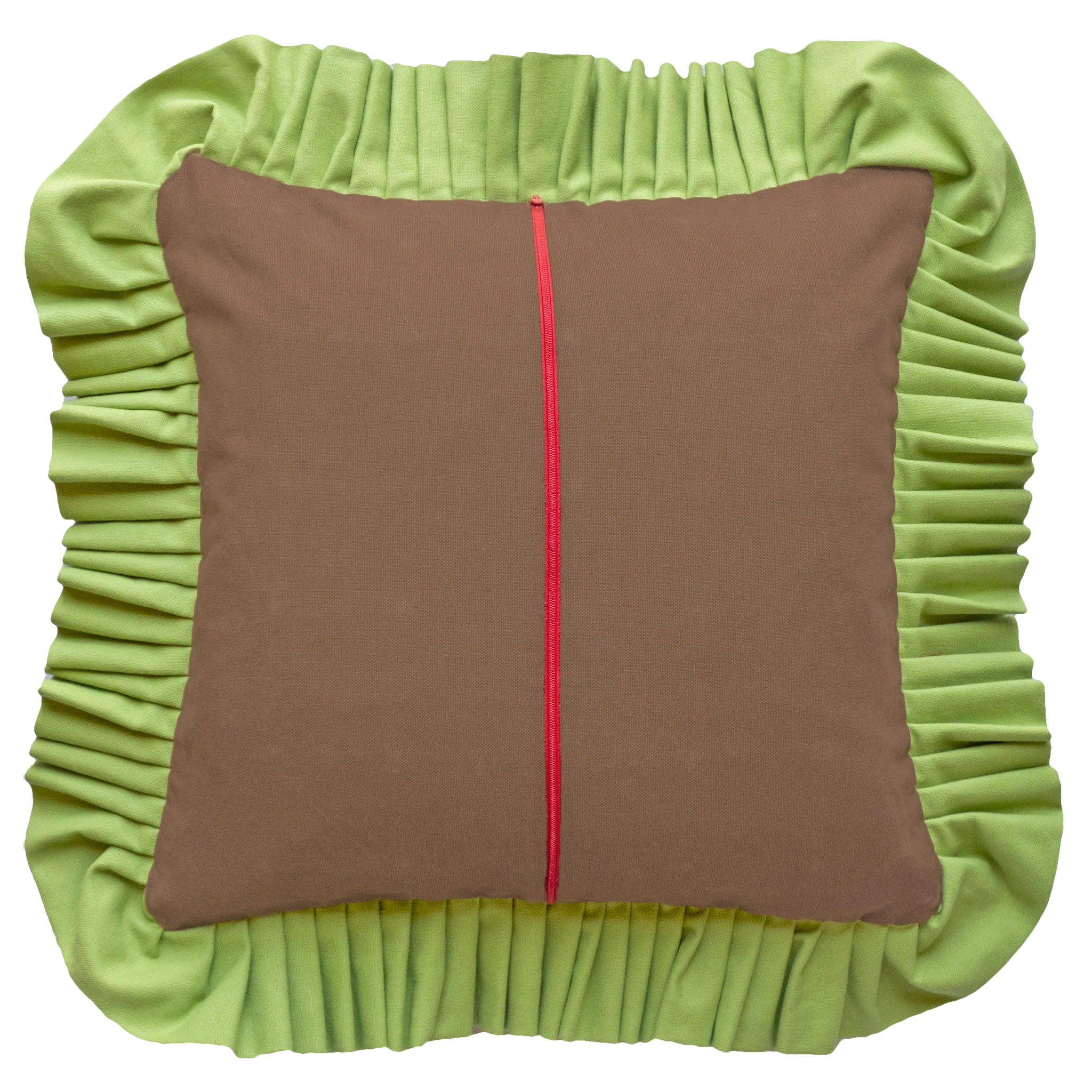 Patchwork with Ruffle: Dark Brown & Light Green - Image 11